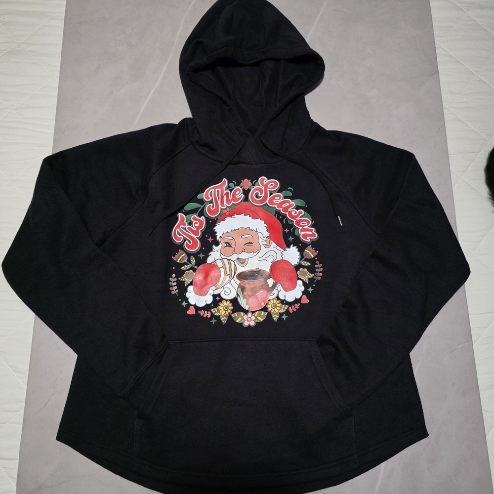 "Urban Stitch Tees" Hoodie Black Color Christmas Design
